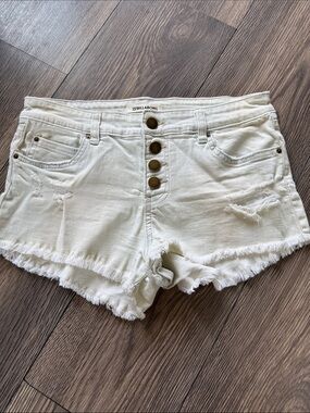 Billabong Cream Distressed Frayed Hem Denim short Shorts size medium